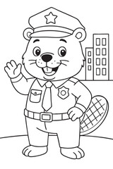Beaver Police Officer Coloring Page
