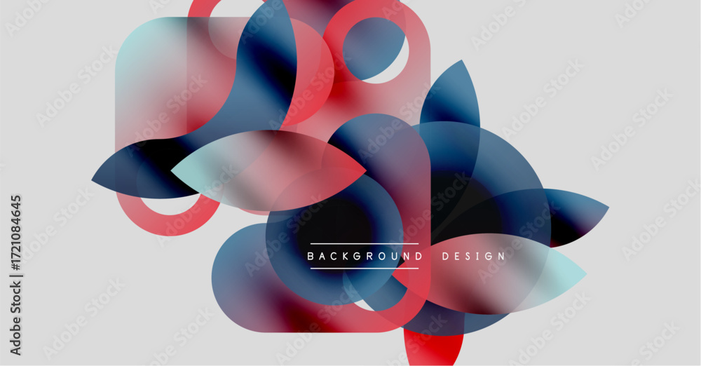 Poster abstract fluid shapes overlap, creating vibrant color blends. modern design elements suggest dynamic