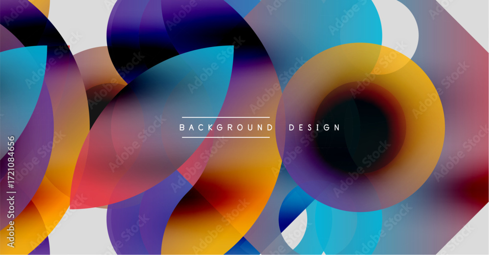 Poster abstract colorful circles overlap, creating dynamic visual effect. modern design suitable for backgr