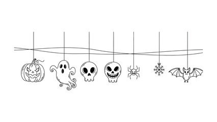 Obraz premium Spooky Halloween Decorations: Artistic Halloween decorations dangle, casting a spell of spooky delight. They create a delightful spectacle for the Halloween season.