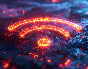 Abstract wifi symbol on a circuit board