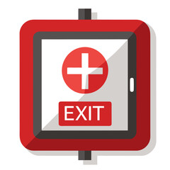 Fototapeta premium Emergency exit sign with red frame and medical symbol inside 