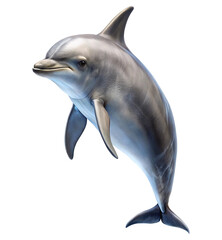 Majestic bottlenose dolphin leaping out of the water, beautifully isolated image