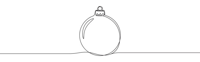 Christmas ball line art. Holiday christmas decoration continuous one line drawing.