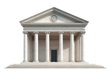 Obraz premium Classic greek-style building with columns and pediment in white marble architecture, cut out
