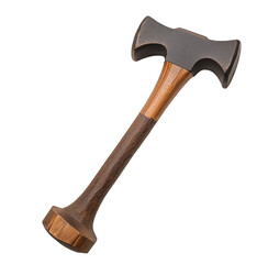 Heavy duty, dark-edged hatchet with wooden handle