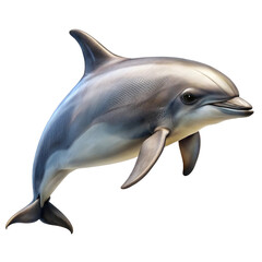 Elegant dolphin in mid air showing its beautiful aquatic marine mammal skin