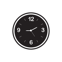 Time icon in black. flat graphic vector icon, clock icon.