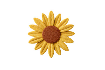 Bright yellow sunflower with brown center isolated on black background, cut out