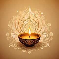 Illustration of a diya in abstract background 