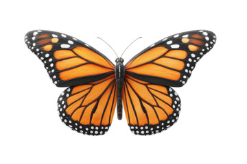 Fototapeta premium Vibrant monarch butterfly with orange and black patterned wings, cut out
