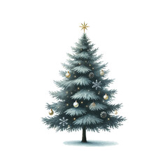 Christmas tree watercolor. Fir symbol drawing. Vector illustration.