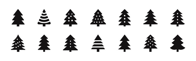 Fototapeta premium Christmas tree icons set. Fir symbol collection. Vector illustration.