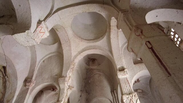The interior of the basilica in the ancient Hallach Monastery, Ortahisar, Cappadocia, Turkiye