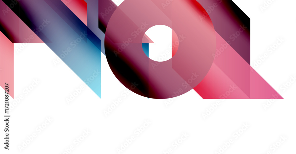 Poster abstract design features overlapping shapes, vibrant colors. pink, purple, blue gradients create dyn