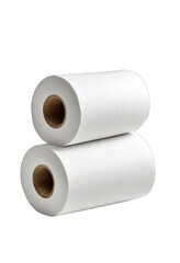 Two rolls of white paper towels stacked vertically