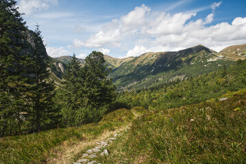 Liptovske kopy mountain ridge from Hllinska dolina valley in Tatra mountains in Slovakia