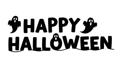 Happy Halloween: a fun and spooky greeting, with ghost graphic, Perfect for evoking a sense of excitement for Halloween season. 