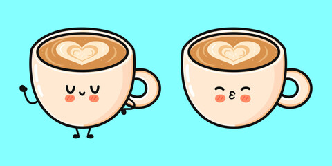 Cute coffee cups showing latte art hearts