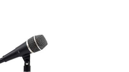 A dynamic microphone isolated on white, showcasing crisp details and professional lighting.