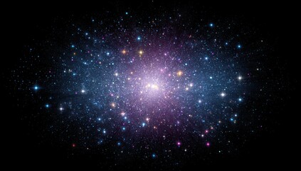Obraz premium A vibrant celestial display of countless twinkling stars radiating outward from a central point of light, showcasing a deep cosmos full of color and luminosity.