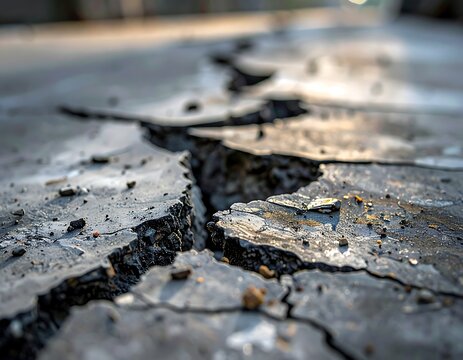 Cracked asphalt pavement