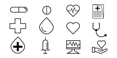 Modern Healthcare and Wellness Symbol Set