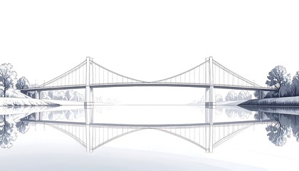 Obraz premium A tranquil river bridge drawing