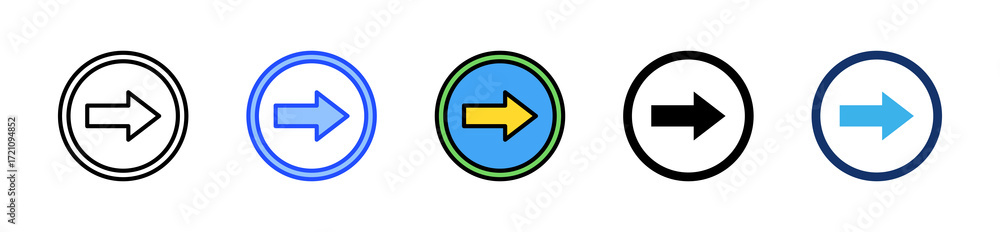 Poster one way road icon collection with multiple styles