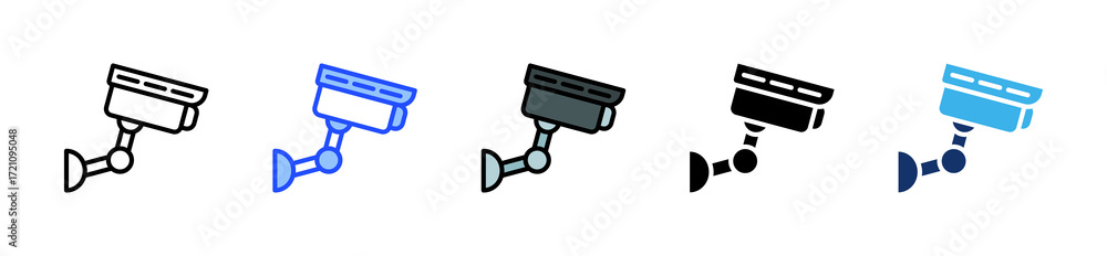 Poster road camera icon collection with multiple styles