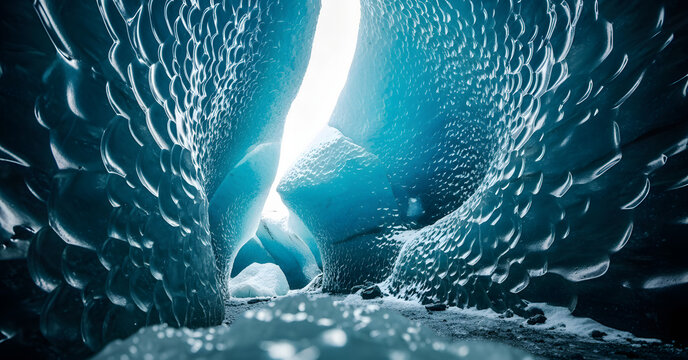 Inside a Blue Ice Cave: A Glimpse into a Frozen Wonderland
