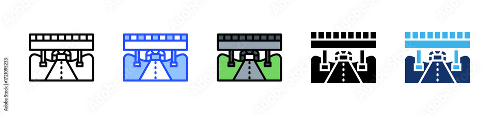 Poster underpass icon collection with multiple styles