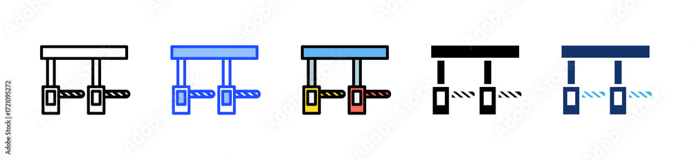 Poster toll gate icon collection with multiple styles