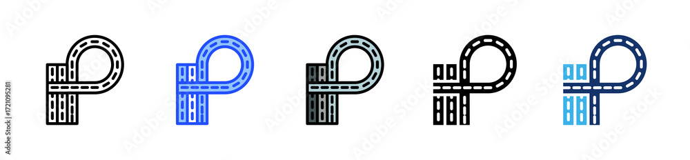 Poster overpass icon collection with multiple styles