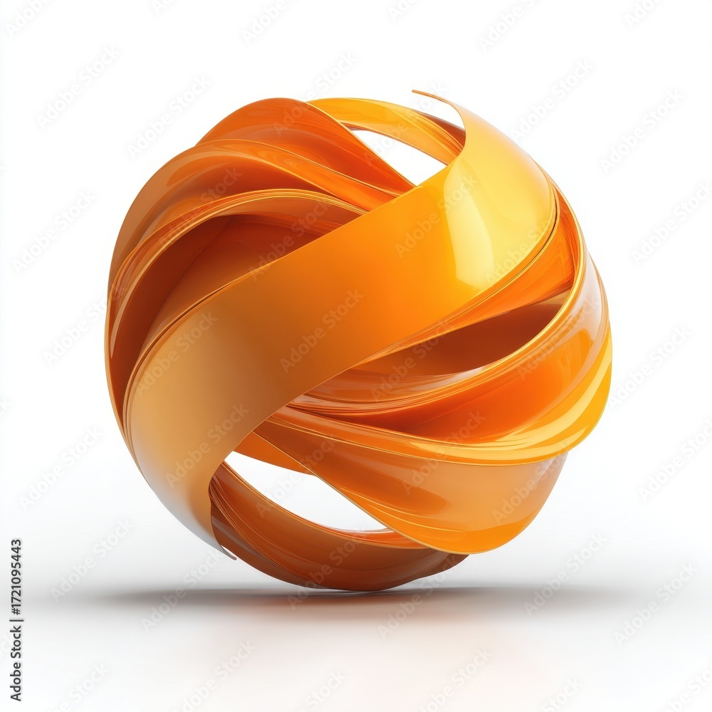 Poster abstract orange swirling sphere design element 3d render for modern backgrounds and textures