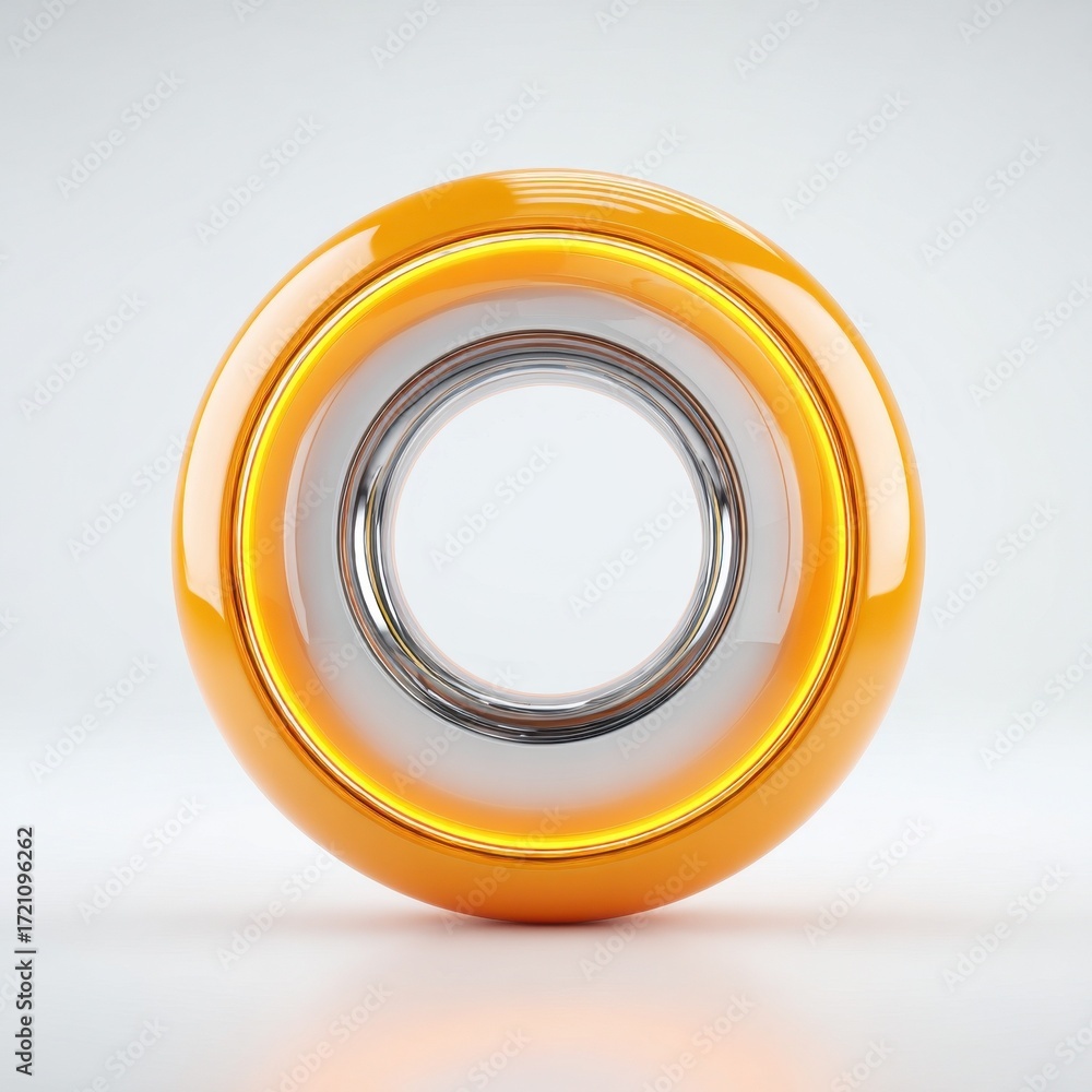 Poster abstract orange circular frame with glowing neon lights futuristic design element for technology bac