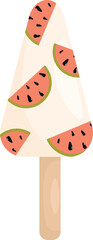 Ice cream. A set of citrus fruits: lime, watermelon, orange, and lemon, sliced ​​into round shapes. Vector illustration on a white background.
