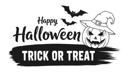 Happy Halloween Celebration: Spooky symbols come to life in this illustrative piece, as the excitement of 'Trick or Treat' unfolds with vibrant energy and creativity.