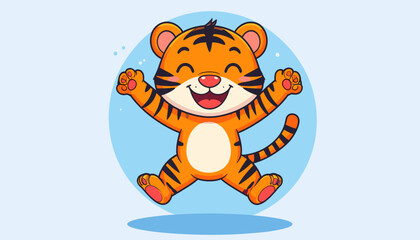 Cheerful Tiger Character with Open Arms