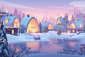 Christmas Background Illustration with Snowy Effects to use for Posters, Covers, Copyspace, and Greeting Card Designs