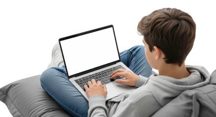 young student female working on laptop