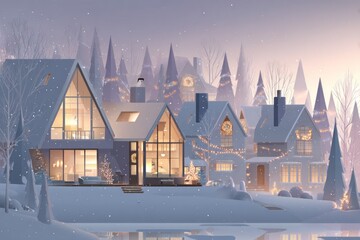 Christmas Background Illustration with Snowy Effects to use for Posters, Covers, Copyspace, and Greeting Card Designs