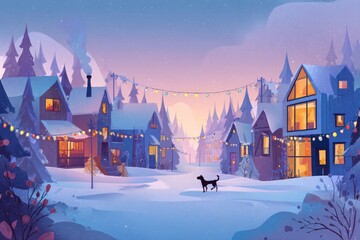 Christmas Background Illustration with Snowy Effects to use for Posters, Covers, Copyspace, and Greeting Card Designs