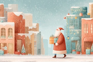 Christmas Background Illustration with Snowy Effects to use for Posters, Covers, Copyspace, and Greeting Card Designs