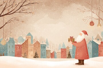 Christmas Background Illustration with Snowy Effects to use for Posters, Covers, Copyspace, and Greeting Card Designs