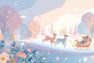 Christmas Background Illustration with Snowy Effects to use for Posters, Covers, Copyspace, and Greeting Card Designs