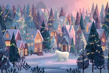 Christmas Background Illustration with Snowy Effects to use for Posters, Covers, Copyspace, and Greeting Card Designs