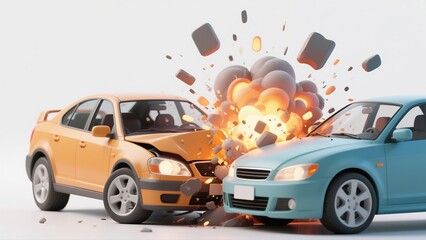 Fototapeta premium Creative abstract business background with dynamic curve overtaking collision explosion moment 3D illustration design for commercial poster banner web cover elements and financial technology concepts.