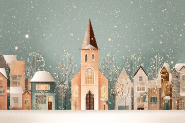 Christmas Background Illustration with Snowy Effects to use for Posters, Covers, Copyspace, and Greeting Card Designs