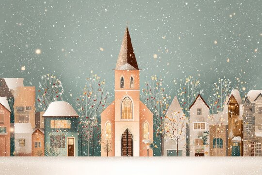 Christmas Background Illustration with Snowy Effects to use for Posters, Covers, Copyspace, and Greeting Card Designs